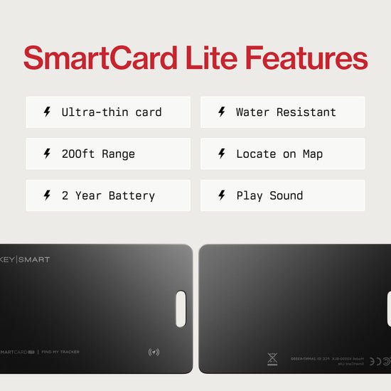 KeySmart SmartCard wallet tracker — compatible with Apple Find My app, rechargeable GPS Bluetooth finder for luggage tag and purse
