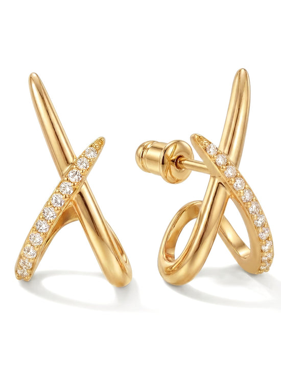 Earring — 14K gold stud earrings with cubic zirconia for women gifts