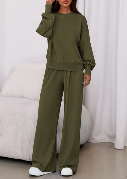 Coordinated outfit — PrettyGarden women's lounge set with long sleeve sweatshirt and wide leg pants