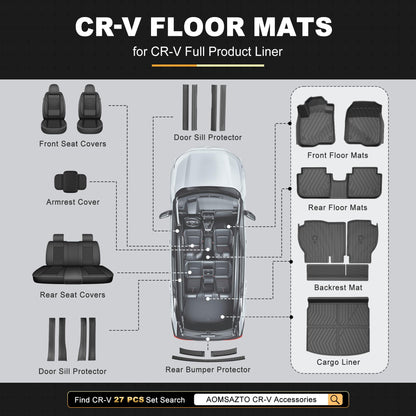 Vehicle mat — AOMSAZTO floor mats for Honda CR-V 2023-2026 with back seat protector and cargo liner
