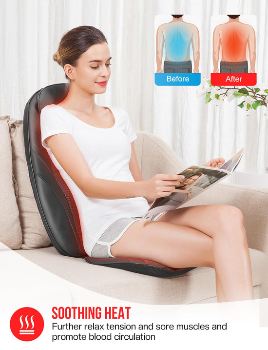 Snailax back massager with soothing heat — electric deep tissue kneading full body massage chair