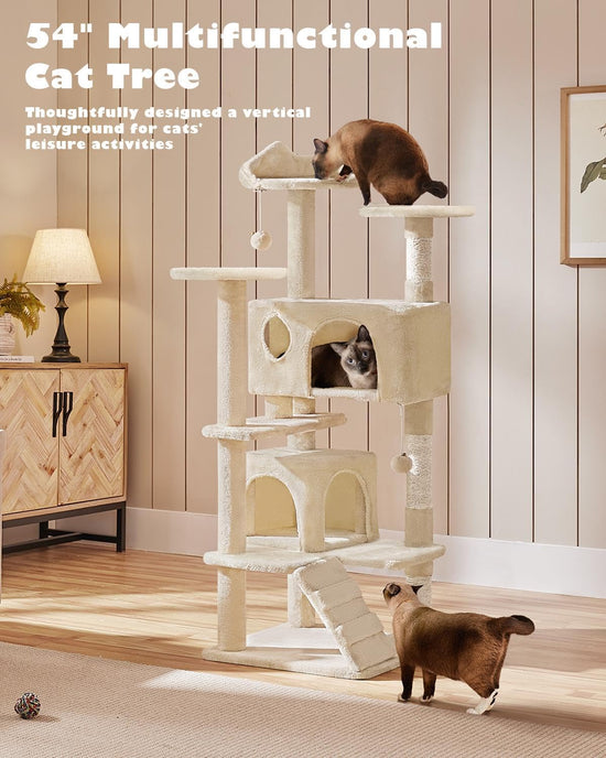 Yaheetech cat tree tower with scratch post for kittens and small pets.