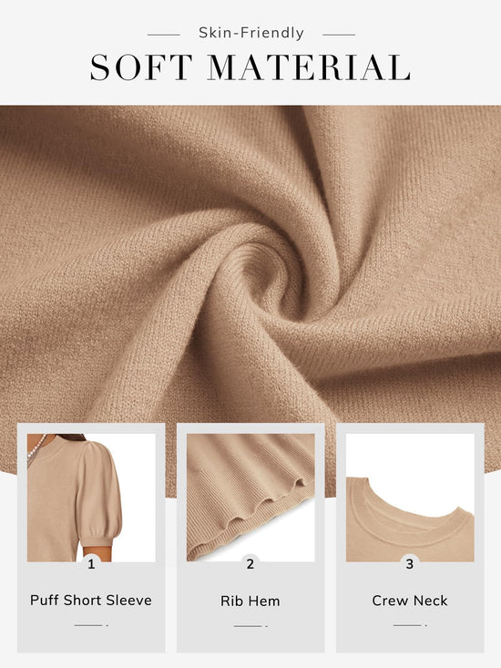 ATHMILE short sleeve sweater with puff sleeves for women