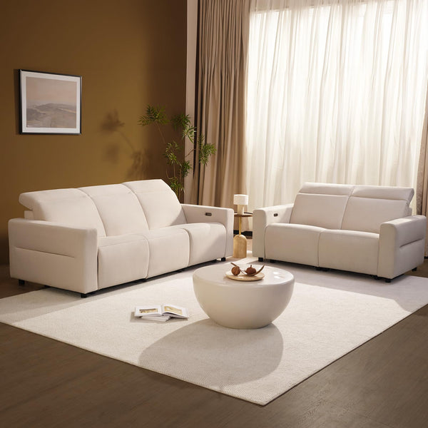 ModernMate Power Recliner Sofa Set with 3-Seater & Loveseat, Oversize Zero Gravity Modular Sectional Couch with Manual Adjustable Headrest, Zero Wall Hugger, USB & Type-C Ports, 27.6" Wide Seat, Beige