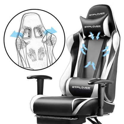 GTRACING gaming chair with footrest and adjustable height