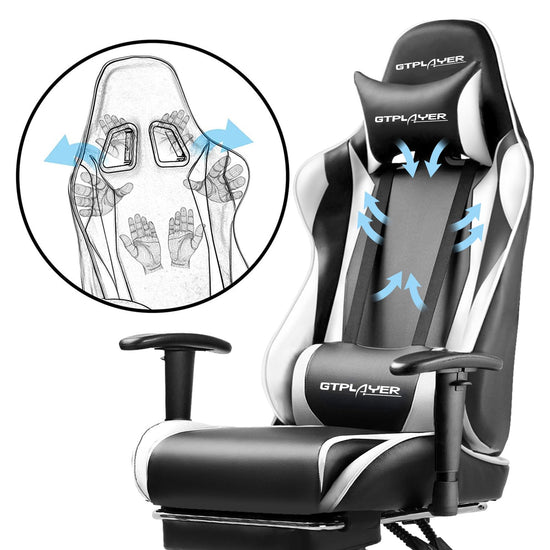 GTRACING gaming chair with footrest and adjustable height