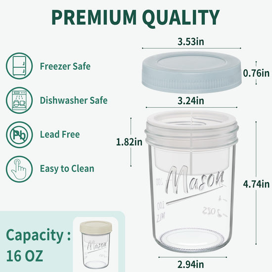 Xyptorix food storage container — Leak-proof overnight oat container with lid