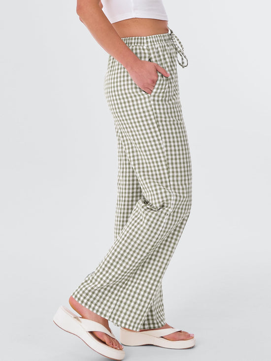 ANRABESS women's pajama lounge pants — striped gingham wide leg design