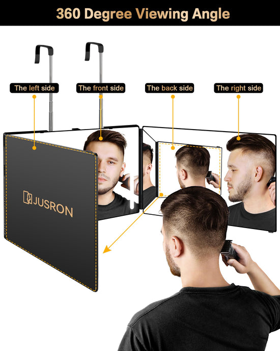 JUSRON home mirror — 360 viewing angle with anti-fog HD glass