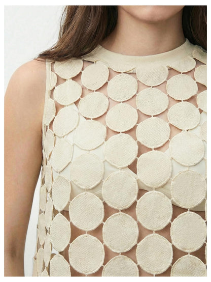 Shenhe shirt — Sheer asymmetrical tank top with polka dots for summer