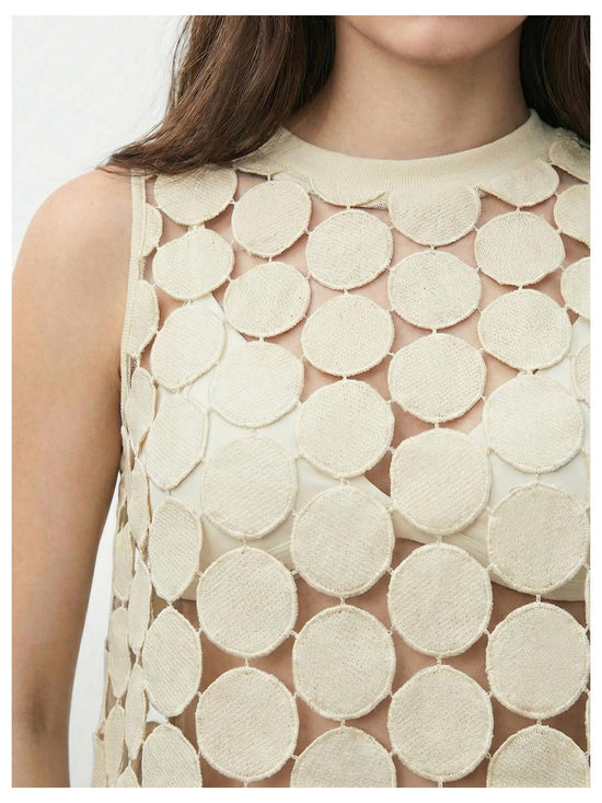 Shenhe shirt — Sheer asymmetrical tank top with polka dots for summer