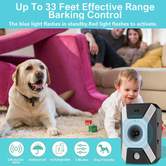 LEMENG Dispositivo Antiabbaio per Cani, Ultrasuoni con Luce LED, Addestramento Sicuro per Cani di Tutte Le Taglie