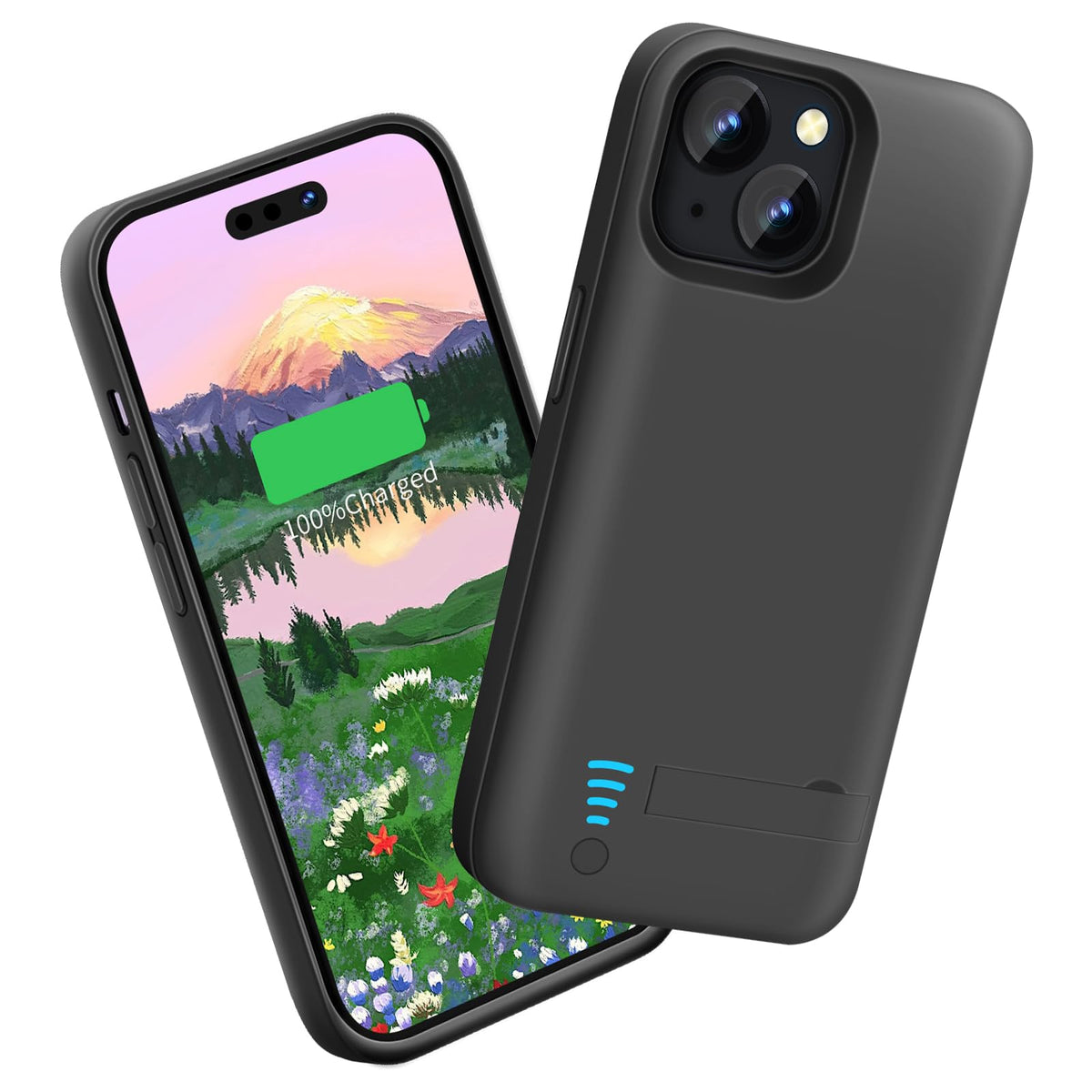 Sitong battery case — 5000mAh rechargeable for iPhone 15 Plus, black