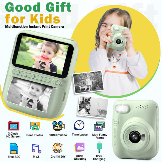Camera film — Instant print digital video camera for kids 4 to 10 years old