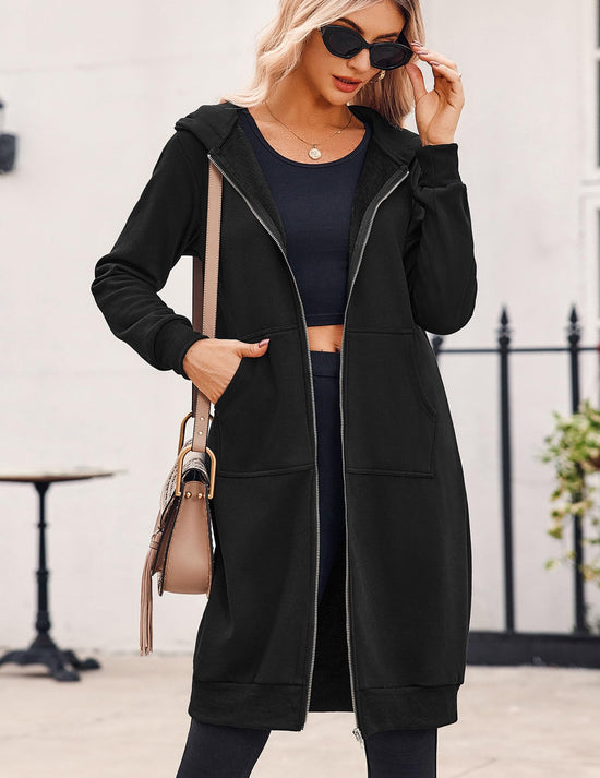 Zeagoo women's sweatshirt — oversized fleece long tunic hoodie jacket coat