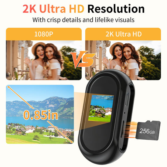 eovas 2K Mini Body Camera with 0.85" Screen,Thumb Size Small POV Camera with WiFi,Tiny Wearable Action Camera Magnetic Camcorder for Vlogging Work Cycling Motorcycle Pet Travel