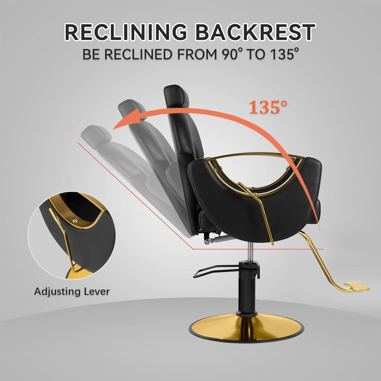 Dangvivi Barber Salon Chair for Hair Stylist,Height Adjustable Hair Chair with Professional Hydraulic PUM,Multi-Function Shampoo Tattoo Beauty Salon Hairdresser Armchair for Barbershop(Black)