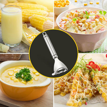 Corn peeler - stainless steel design with quick corn kernel removal tool