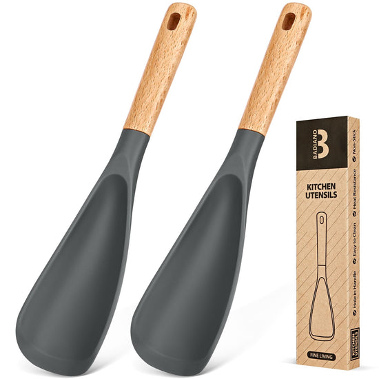 Spoon — BPA-free silicone with wood handle for nonstick cookwares and serving