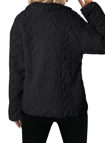 Dokotoo coat — winter fleece with zipper stand collar and pockets