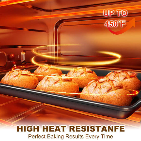 Sheet pan set of 3 — Nonstick heavy duty baking sheets for toaster oven trays