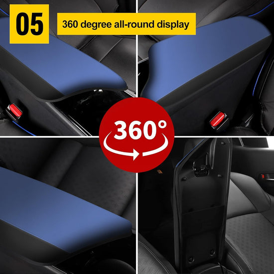 AOMSAZTO armrest covers - Black with blue leather for Toyota CHR 2018-2024