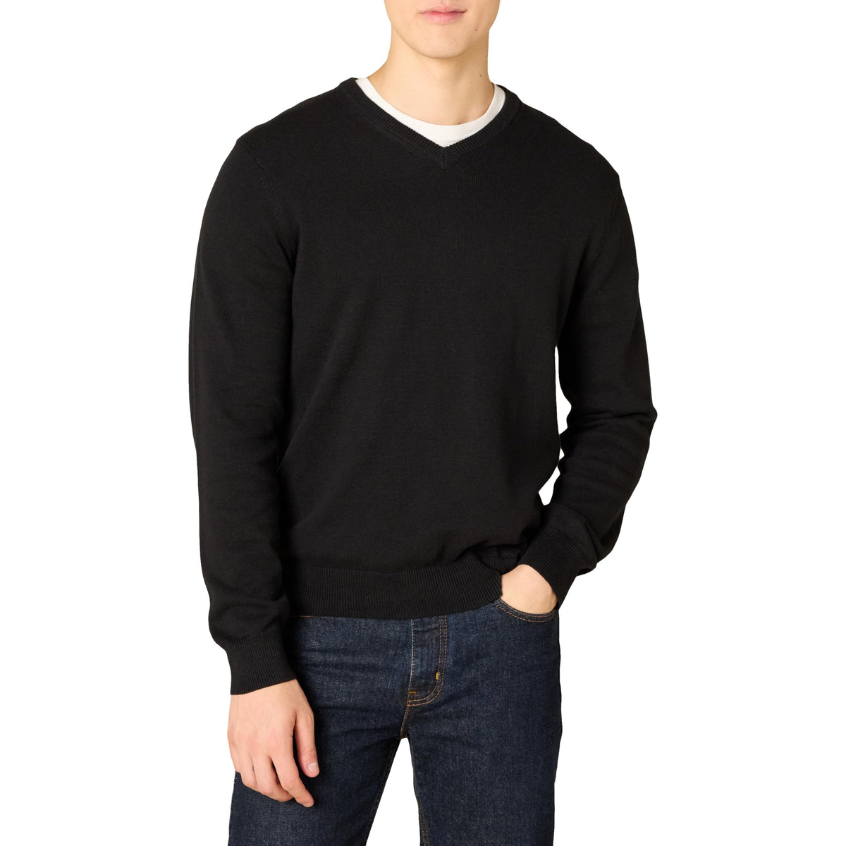 Amazon Essentials v-neck pullover sweater - regular fit cotton style in big and tall sizes