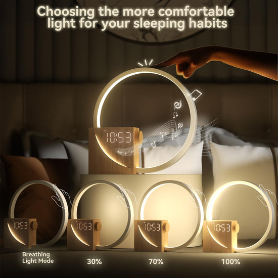 Vivilumens sunrise alarm clock — wake-up light with white noise and dimmable lamp