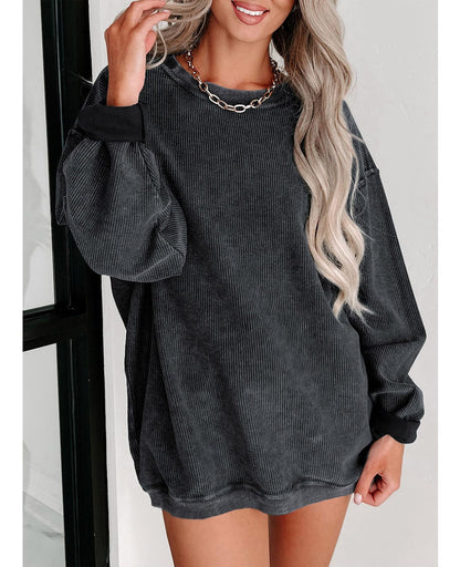 SELINK sweatshirt — oversized corduroy crewneck pullover top long sleeve casual style