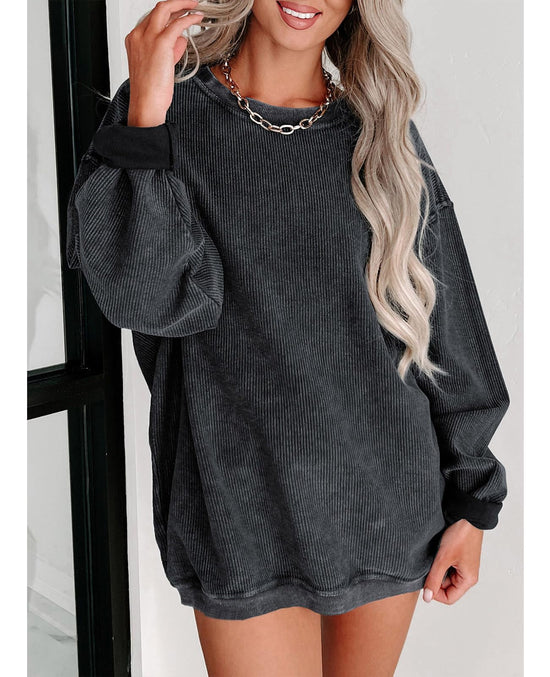SELINK sweatshirt — oversized corduroy crewneck pullover top long sleeve casual style
