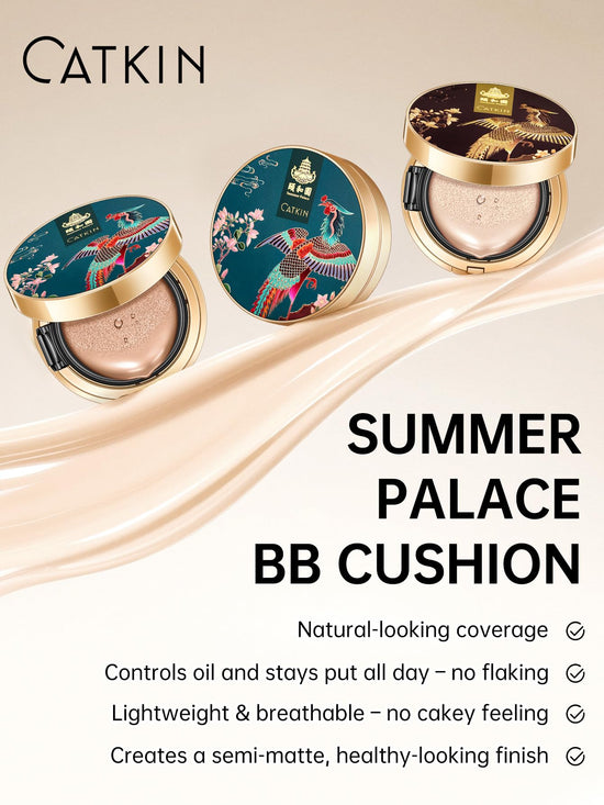 Catkin cushion foundation with buildable coverage and anti-aging serum, light beige 0.46 oz x 2
