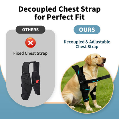 FurWell Dog Elbow Brace Protector with Decoupled Chest Strap - Breathable, Abrasion-Resistant - Adjustable Elbow Support for Hygroma, Dysplasia, Arthritis, Calluses & Shoulder Instabilit(Left Leg, L)