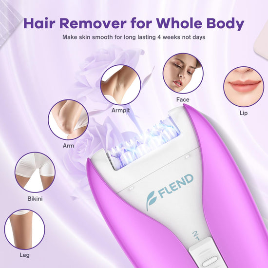 Silent Epilator for Women, 2-Speed Facial & Body Hair Remover, Smooth Glide Technology, for Face, Legs, Bikini & Arms