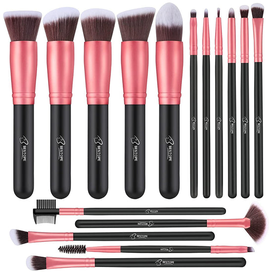 Cosmetic brush set — 16 pcs bestope pro synthetic foundation and eye brushes
