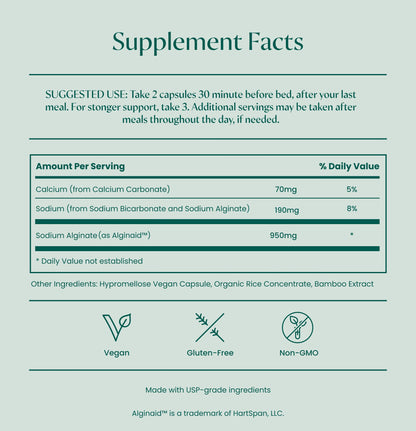 HartSpan Khelp All-Natural Reflux Support – Premium Alginate Supplement | GERD, Heartburn, LPR & Acid Reflux | Drug-Free, Designed for Daily Use | No Dyes or Flavors | 60 Vegan Capsules