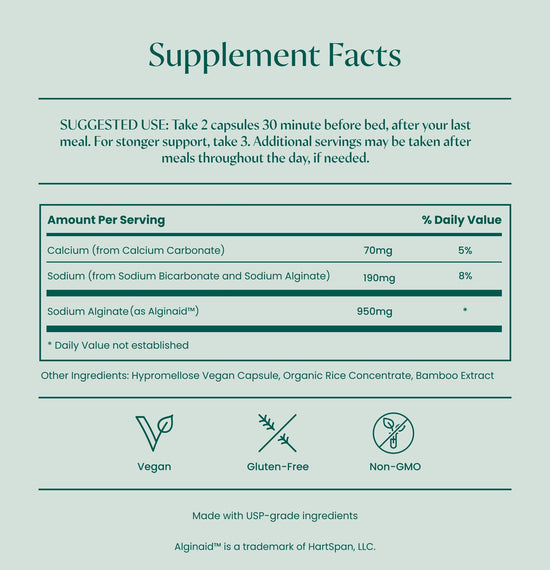 HartSpan Khelp All-Natural Reflux Support – Premium Alginate Supplement | GERD, Heartburn, LPR & Acid Reflux | Drug-Free, Designed for Daily Use | No Dyes or Flavors | 60 Vegan Capsules