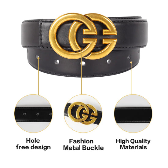 Aurolran women's leather belt — stylish buckle design for versatile wear