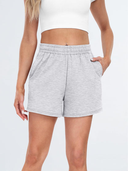 AUTOMET women's high waist sweat shorts with pockets and drawstring