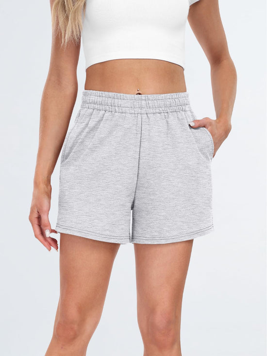 AUTOMET women's high waist sweat shorts with pockets and drawstring