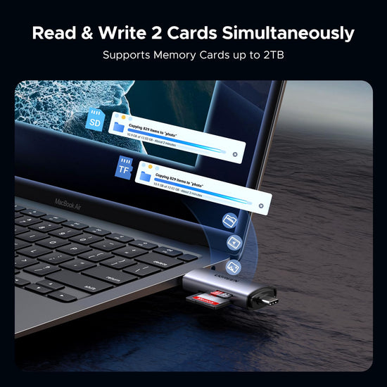 UGREEN memory card reader — 2 in 1 USB C and USB 3.0 compatibility with devices