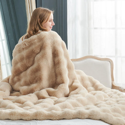 Faux fur throw blanket — cozy bliss softness