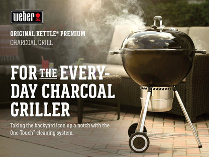 Barbecue grill — Weber 22-inch original kettle premium charcoal model in black