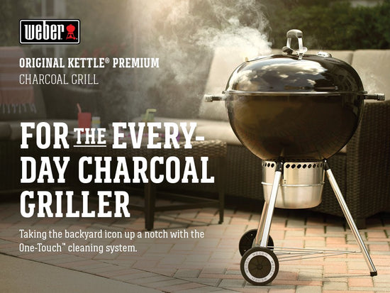 Barbecue grill — Weber 22-inch original kettle premium charcoal model in black