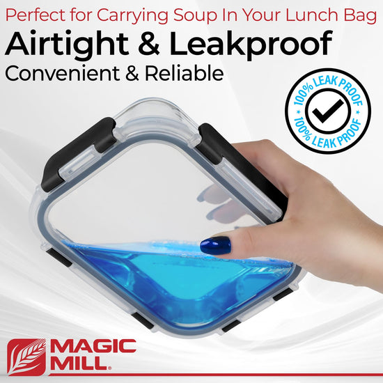 Magic Mill Glass Storage Containers with Lids Set | Ultimate 24pc Set with BPA-Free Airtight Locking Lids for Lunch