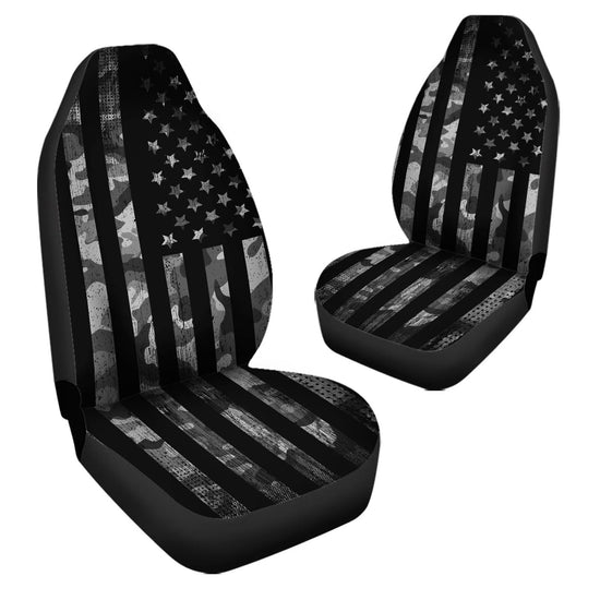 gearider vehicle seat cover - black camouflage with USA flag print, waterproof design