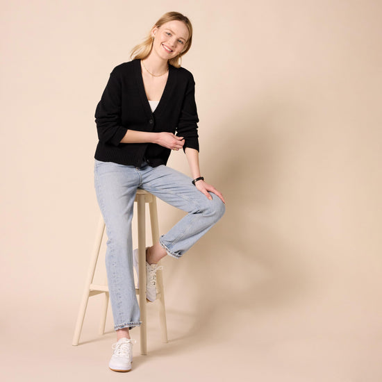 Sweater — Relaxed fit V-neck cropped design by Amazon Essentials