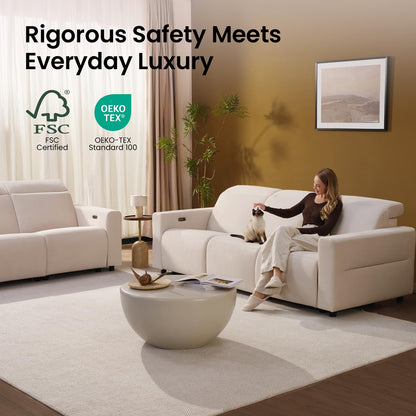 ModernMate Power Recliner Sofa Set with 3-Seater & Loveseat, Oversize Zero Gravity Modular Sectional Couch with Manual Adjustable Headrest, Zero Wall Hugger, USB & Type-C Ports, 27.6" Wide Seat, Beige