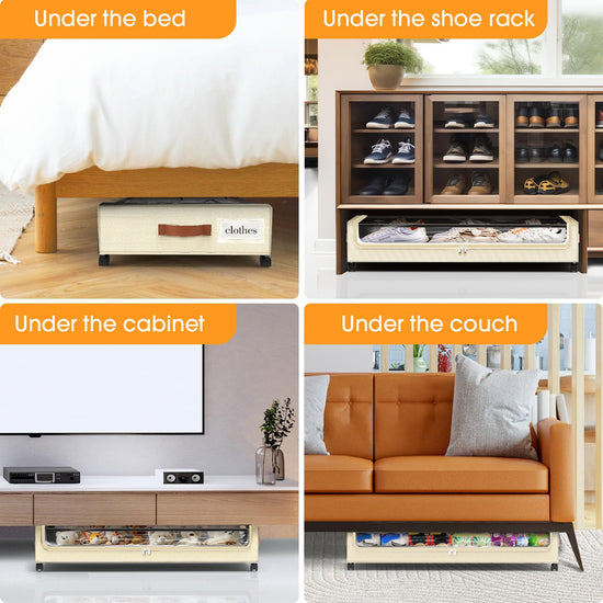 Storage box — Under bed drawers with wheels and clear window