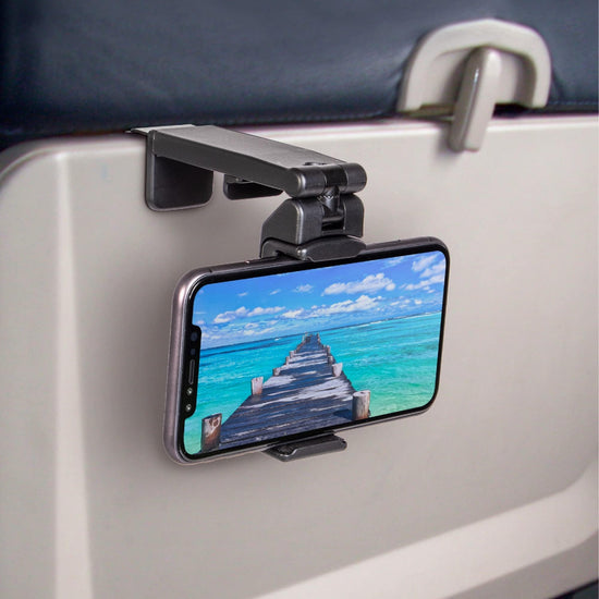 Portable electronic device mount — Perilogics airplane phone holder with 360 degree rotation