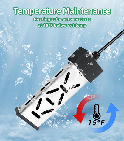 Immersion Water Heater with Controller, Portable Bucket & Bathtub Heater, 304 SS Immersion Heater for Bathtub, Auto Shut-Off, Anti-Dry Burn, 14AWG Cord, Water Heater for Inflatable Pool & Tub, 1800W
